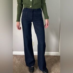 Sezane The 70s High Waisted Wide Leg Trouser in Indigo Denim Size 32 (US 23)